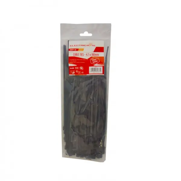 [E0005607] Ties Cable CT005 Black 200x4.8MM 100PP Electricmate